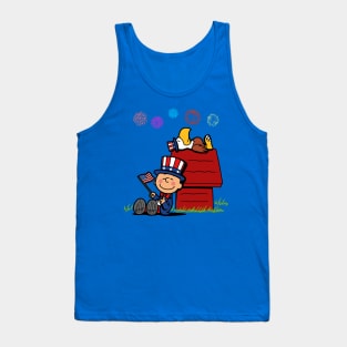4th Of July USA Independence Day Patriotic American Cartoon Tank Top